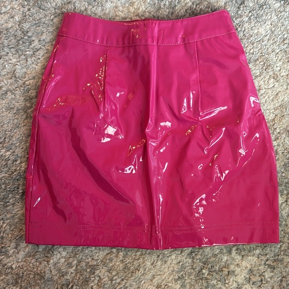 Hot Pink/Barbie Vinyl Latex Mini Skirt - Size S - Picture 3 of 4